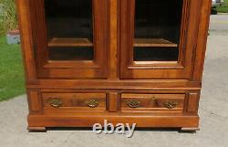 Walnut Victorian DisplayChinaLinenBookcase Cabinet