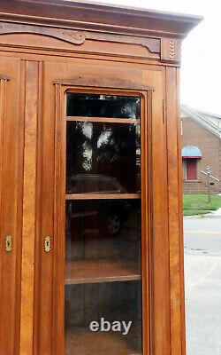 Walnut Victorian DisplayChinaLinenBookcase Cabinet