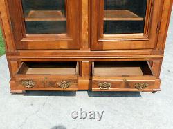 Walnut Victorian DisplayChinaLinenBookcase Cabinet