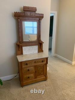 Walnut marble top wash stand