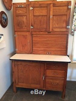 Wasmuth-Endicott Kitchen Maid Antique Oak Hoosier Cabinet, Great Condition