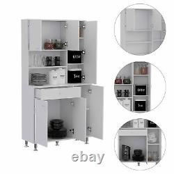 White Pantry Cabinet with Multiple Storage Shelves