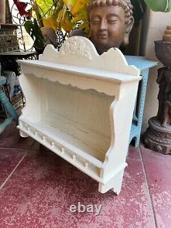 White Wood Curio Display Shelf Cupboard Wall Hanging French Country Shabby Chic