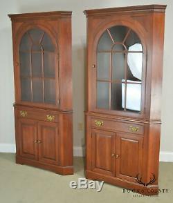 Willett Wildwood Solid Cherry Vintage Pair Corner Cabinets