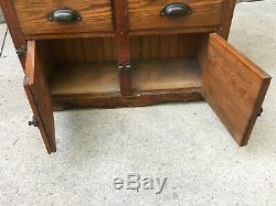 Wonderful Antique Oak Child's Kitchen Step Back Cupboard Beading