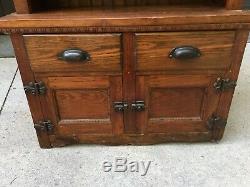 Wonderful Antique Oak Child's Kitchen Step Back Cupboard Beading