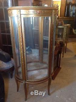 Wonderful Gold And Flower Painted Gilt Vernis Martin Style French Curio Cabinet
