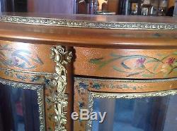Wonderful Gold And Flower Painted Gilt Vernis Martin Style French Curio Cabinet