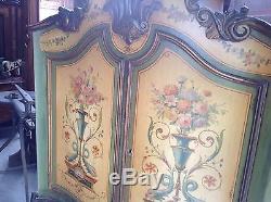 Wonderful Original Paint Court Cupboard China Cabinet Florentine Linen Press