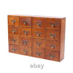 Wood Apothecary Medicine Cabinet 16 Drawers Label Holder Card Catalog Organizer