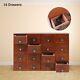 Wood Apothecary Medicine Cabinet 16 Drawers Label Holder Organizer Card Catalog