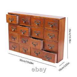 Wood Apothecary Medicine Cabinet 16 Drawers Label Holder Organizer Card Catalog