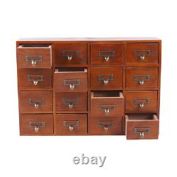 Wood Apothecary Medicine Cabinet 16 Drawers Label Holder Organizer Card Catalog