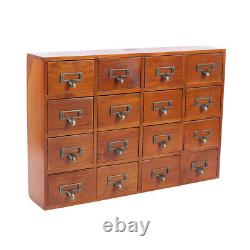 Wood Apothecary Medicine Cabinet 16 Drawers Label Holder Organizer Card Catalog