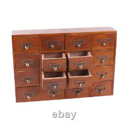 Wood Apothecary Medicine Cabinet 16 Drawers Label Holder Organizer Card Catalog