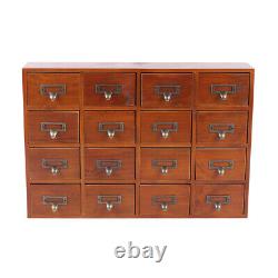 Wood Apothecary Medicine Cabinet 16 Drawers Label Holder Organizer Card Catalog