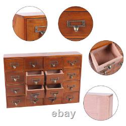 Wood Apothecary Medicine Cabinet 16 Drawers Label Holder Organizer Card Catalog