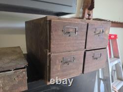 Wooden Antique 4 Drawer Card Index Library Cabinet