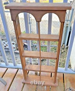 Wooden Arched 4 Shelf Display Cabinet Vintage Has Hangers On Back