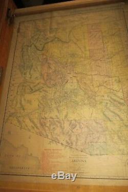 Yawman & Erbe Mfg. Railroad Cabinet With Maps (MO, NB, KS IA, NM, AZ, TX, OK)