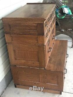 Yawman & Erbe Tiger Oak Stacking File Cabinet And Card Catalog WOW! WILL SHIP